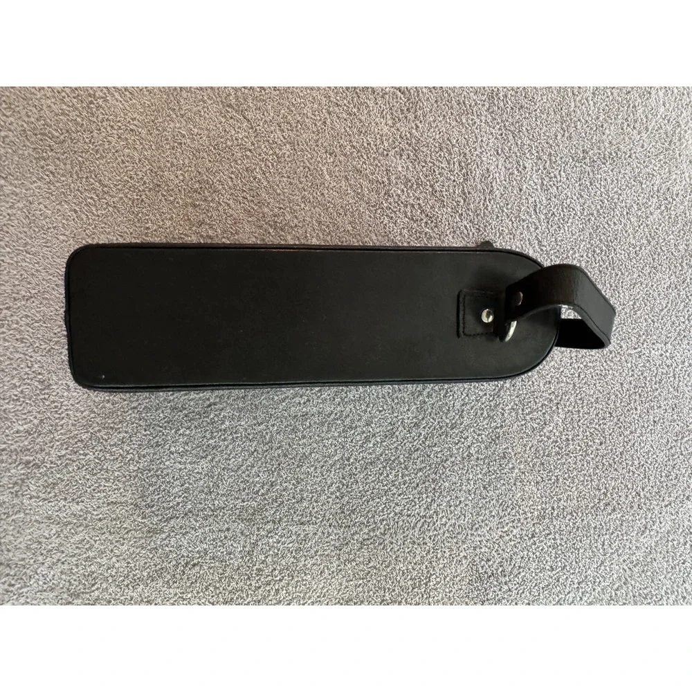 Genuine Leather Wine Bottle Travel Case Carrier Black w/ Strap | Padded Lining |